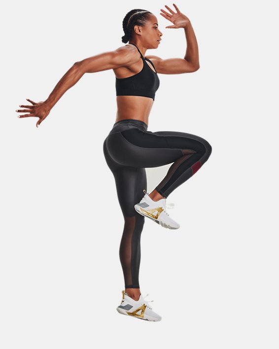 Women's Project Rock HeatGear® No-Slip Waistband Full-Length Leggings, Gray, pdpMainDesktop image number 3